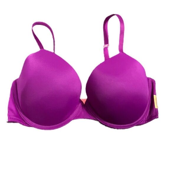 Victoria’s Secret wear everywhere Push Up Padded Pink Logo Purple Bra - Picture 4 of 4